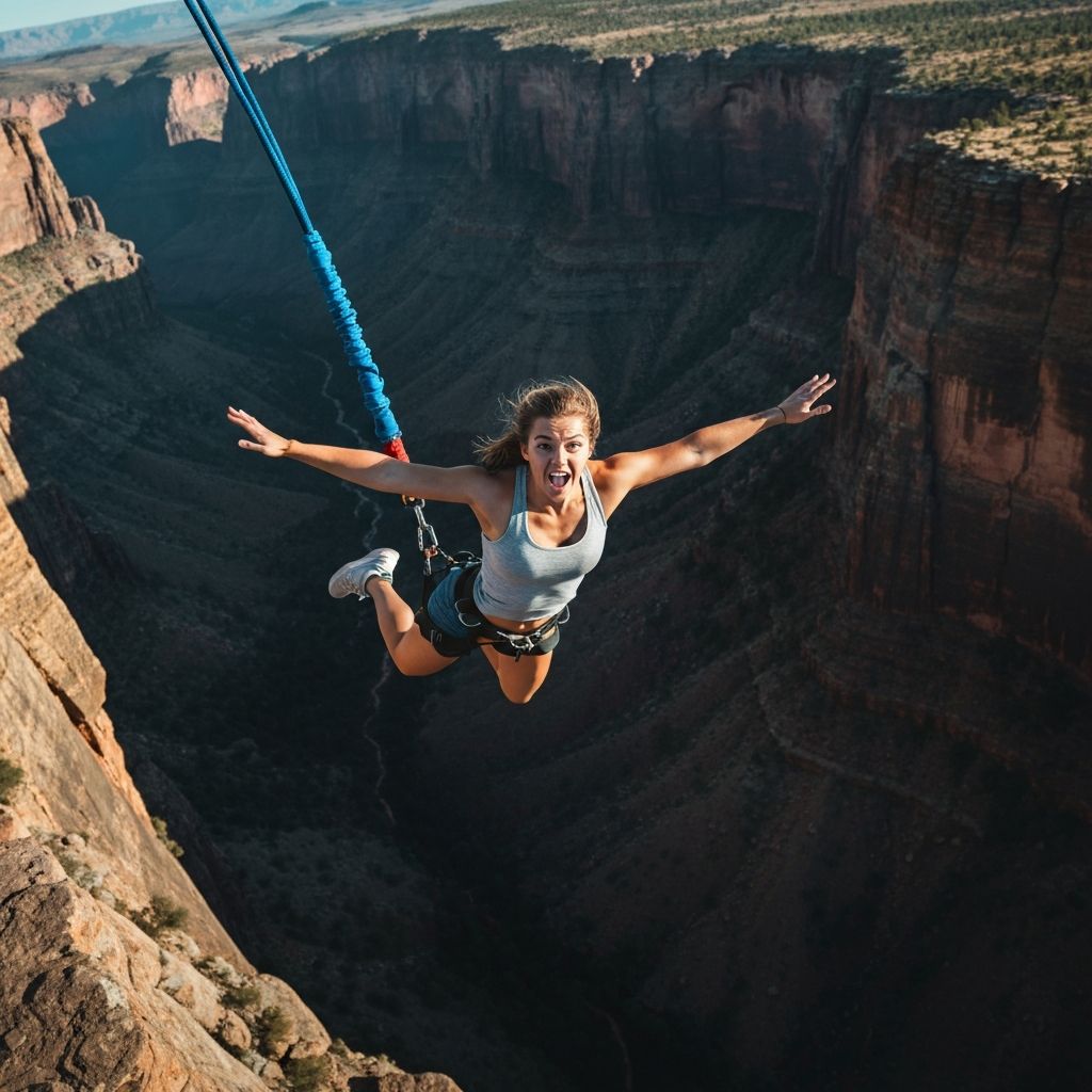 Bungee jumping action