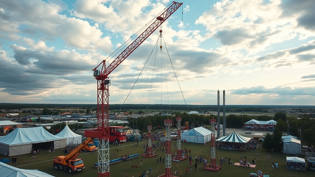 Bungee jump operator reviewing safety equipment at a venue